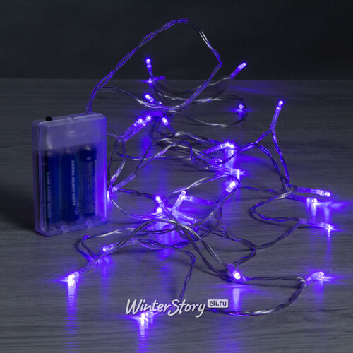 Светодиодная гирлянда Фантазия на батарейках 3 м, 30 фиолетовых LED ламп, прозрачный ПВХ, IP20 Koopman