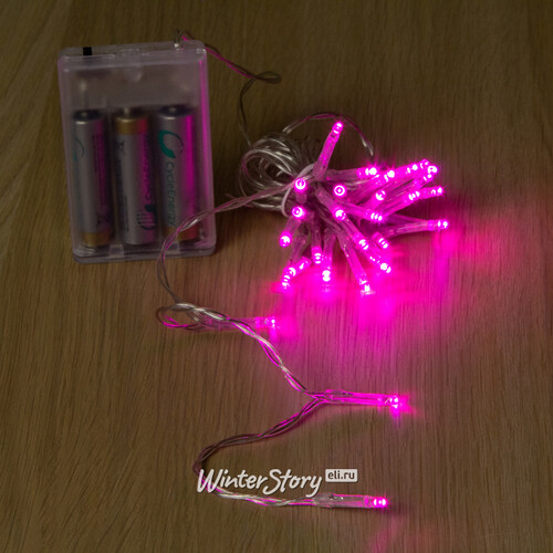 Светодиодная гирлянда Фантазия на батарейках 3 м, 30 розовых LED ламп, прозрачный ПВХ, IP20 Koopman