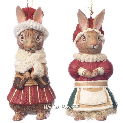 Набор елочных игрушек Кролики Робин и Джейн - Rabbit Xmas 11 см, 2 шт, подвеска Goodwill