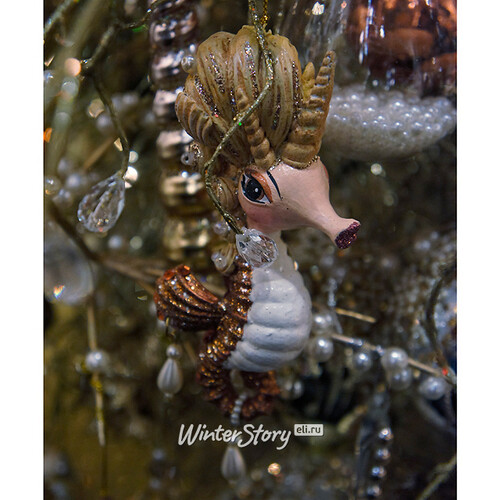 Елочное украшение Мадам Морской Конек 18 см бронзовая, подвеска Goodwill