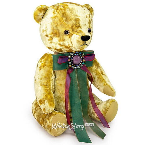 Мягкая игрушка Медведь БернАрт золотой с фиолетовой брошкой 30 см Budi Basa