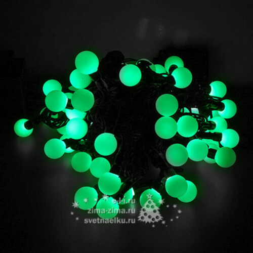 Светодиодная гирлянда Мультишарики 25 мм 100 зеленых LED ламп 15 м, черный ПВХ, соединяемая, IP44 Snowhouse