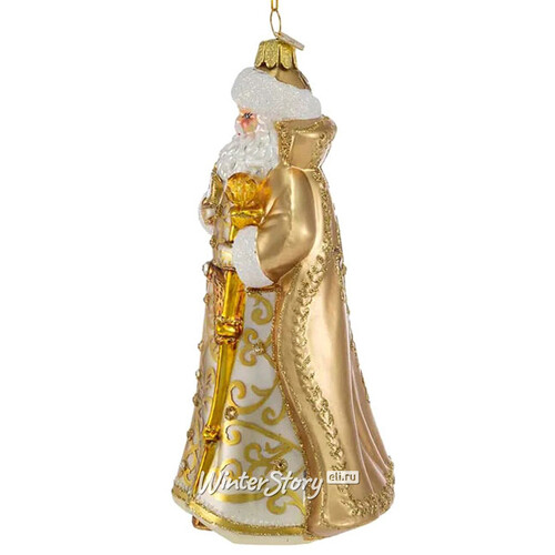 Стеклянная елочная игрушка Санта Клаус - Miracoli Caramello 18 см, подвеска Kurts Adler
