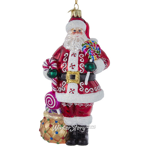 Стеклянная елочная игрушка Санта Клаус -  Presente di Sulmona 18 см, подвеска Kurts Adler