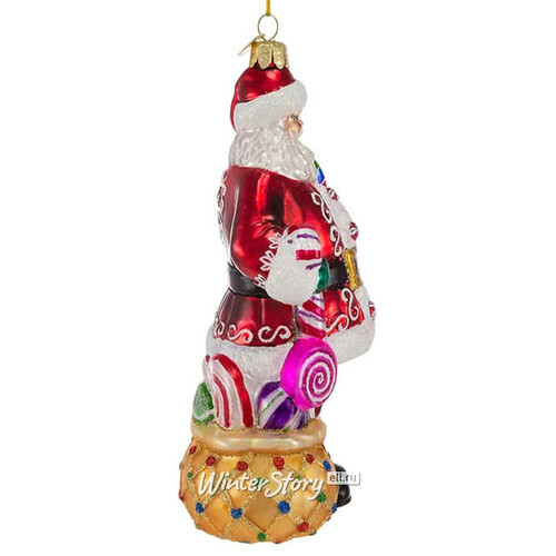 Стеклянная елочная игрушка Санта Клаус -  Presente di Sulmona 18 см, подвеска Kurts Adler