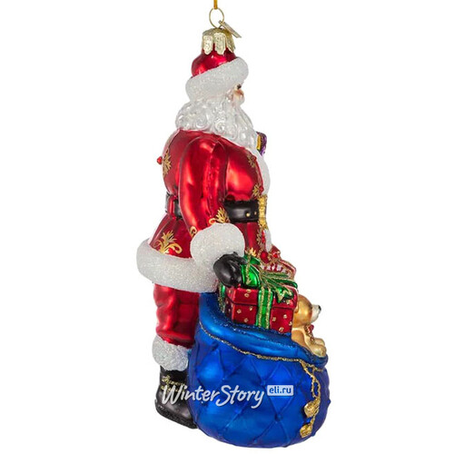 Стеклянная елочная игрушка Санта Клаус - Notte di Natale 18 см, подвеска Kurts Adler