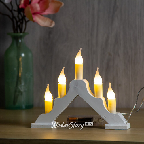 Светильник-горка Норвегия малый 21*17 см белый, 5 теплых белых LED ламп, батарейка Snowhouse