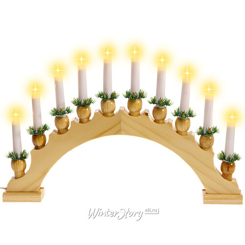 Светильник-горка Рождественские Свечи 50*30 см, 10 электрических свечей Snowhouse