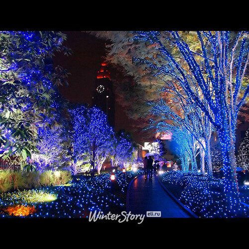 Гирлянды на дерево Клип Лайт 100 м, 666 синих LED ламп , прозрачный ПВХ, IP67 Торг Хаус