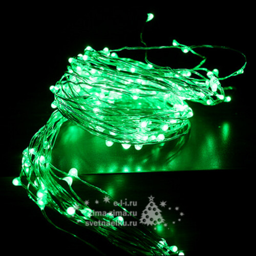 Гирлянда Лучи Росы 15*1.5 м, 200 зеленых MINILED ламп, серебряная проволока BEAUTY LED