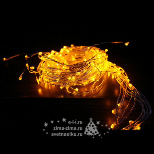 Гирлянда Хвост Роса 15*1.5 м, 200 желтых MINILED ламп, серебряная проволока BEAUTY LED