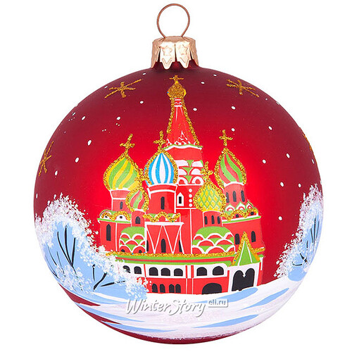 Стеклянный елочный шар Сувенирный 9 см красный Фабрика Елочка
