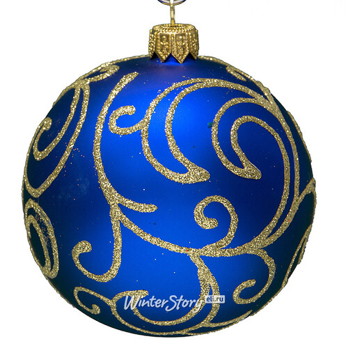 Стеклянный елочный шар Очарование 8 см синий Фабрика Елочка