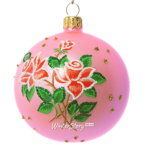 Стеклянный елочный шар Букет 7 см розовый Фабрика Елочка