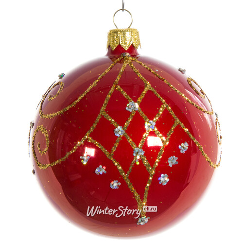 Стеклянный елочный шар Версаль 8 см красный Фабрика Елочка