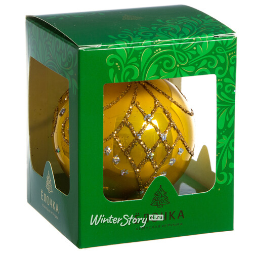 Стеклянный елочный шар Версаль 8 см золотой Фабрика Елочка