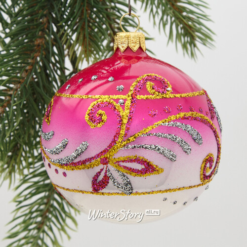 Стеклянный елочный шар Магия 8 см розовый Фабрика Елочка