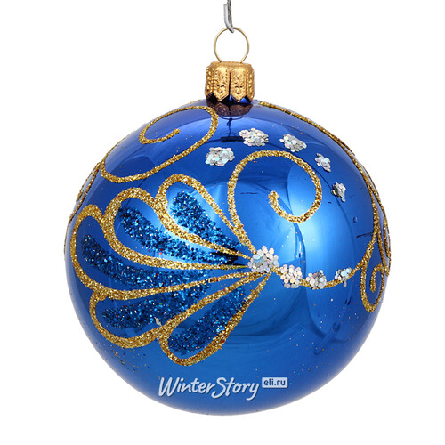 Стеклянный елочный шар Вариация 7 см синий Фабрика Елочка