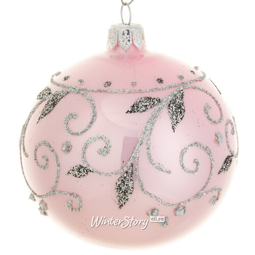Стеклянный елочный шар Жасмин 8 см розовый Фабрика Елочка