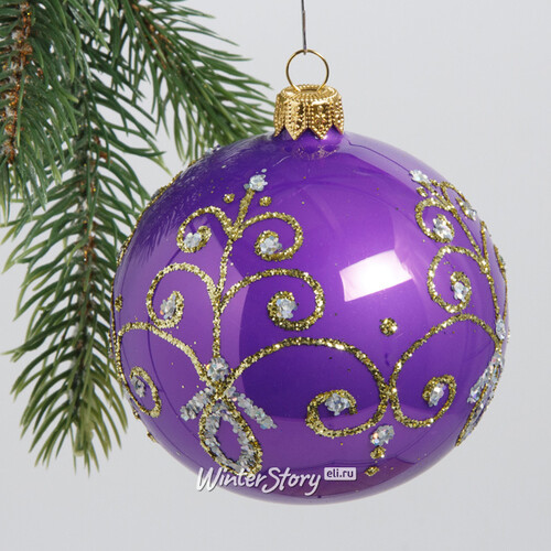 Стеклянный елочный шар Феерия 8 см фиолетовый Фабрика Елочка