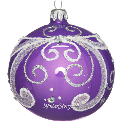 Стеклянный елочный шар Пробуждение 8 см фиолетовый Фабрика Елочка