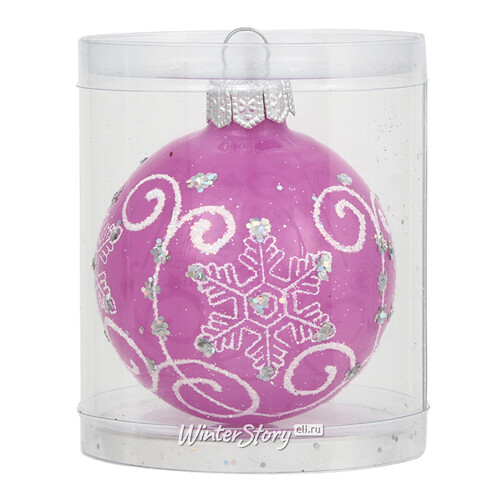 Стеклянный елочный шар Зимушка 6 см розовый Фабрика Елочка
