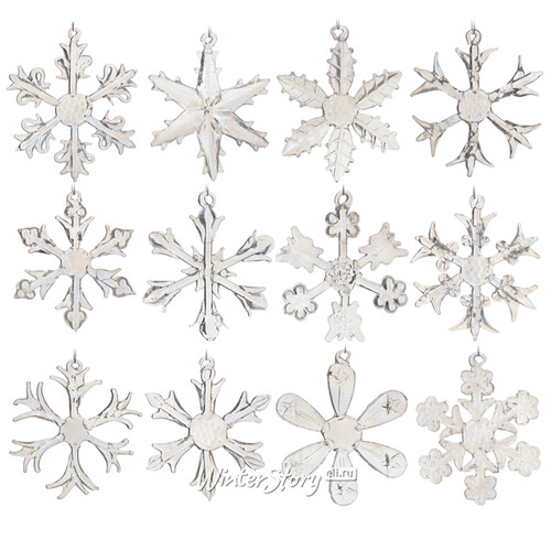 Набор стеклянных елочных игрушек Снежинки Tridentum 5 см, 10 шт, подвеска, уцененный Kurts Adler