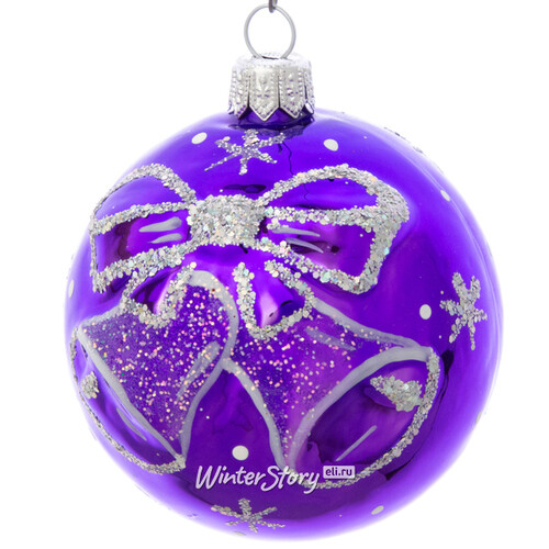 Стеклянный елочный шар Бубенцы 7 см фиолетовый Фабрика Елочка