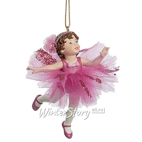 Елочное украшение Малышка-Балерина в темно-розовой юбке 9 см, подвеска Kurts Adler