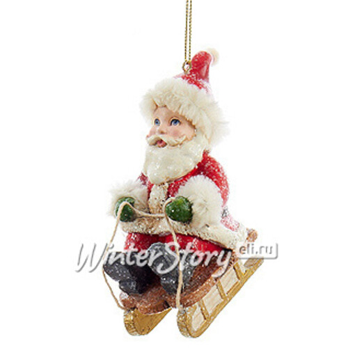 Елочная игрушка Санта - Спортсмен на санках 10 см, подвеска Kurts Adler