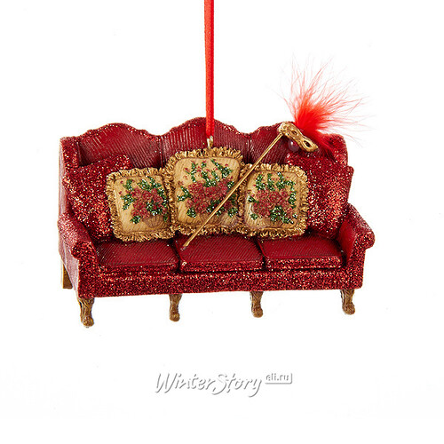 Елочное игрушка Венецианский красный диван 11 см, подвеска Kurts Adler