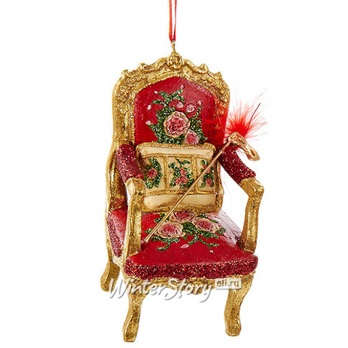 Елочная игрушка Венецианское красное кресло с розами 11 см, подвеска Kurts Adler