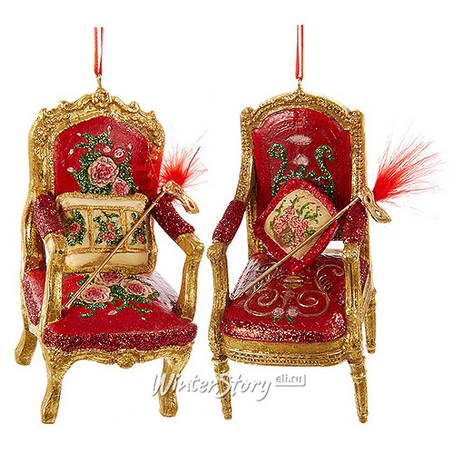 Елочная игрушка Венецианское красное кресло с розами 11 см, подвеска Kurts Adler