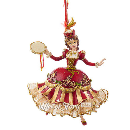 Елочное украшение Венецианская Танцовщица в красном корсете 18 см, подвеска Kurts Adler