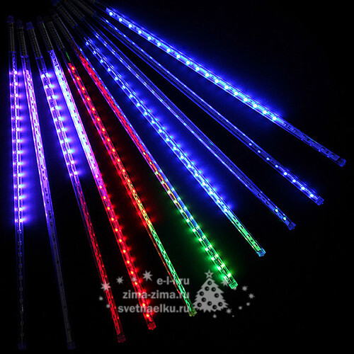 Светодиодная гирлянда Тающие Сосульки 10*0.5 м, 480 RGB LED ламп, черный ПВХ, 10 м, 12V, IP44 BEAUTY LED