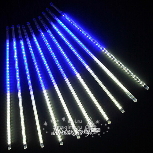 Светодиодная гирлянда Тающие Сосульки 10*0.5 м, 720 холодных белых/синих LED ламп, черный ПВХ, 10 м, 12V, IP44 BEAUTY LED