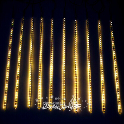Светодиодная гирлянда Тающие Сосульки 10*0.8 м, 720 теплых LED ламп, черный ПВХ, 10 м, IP44 BEAUTY LED