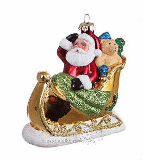 Елочная игрушка Санта в Санях 11см, подвеска Царь Елка