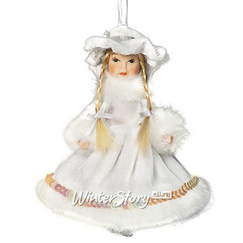 Снегурочка в шляпке и белом платье, 15 см Holiday Classics