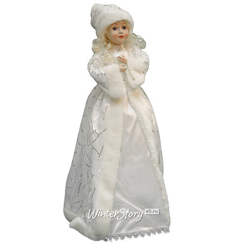 Снегурочка в белой шубе и шапке с серебряными пайетками, 61 см Holiday Classics