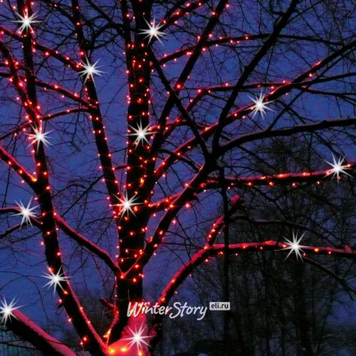 Гирлянды на дерево Клип Лайт Quality Light 60 м, 600 красных LED ламп, с мерцанием, прозрачный ПВХ, IP44 BEAUTY LED