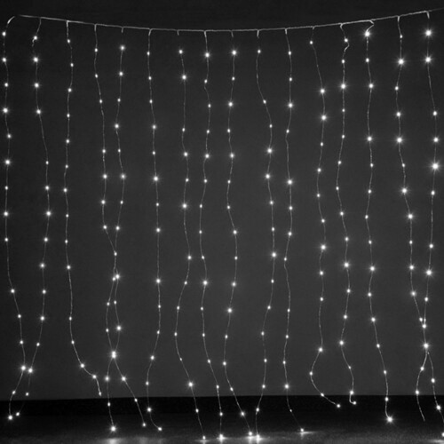 Гирлянда штора Капельки Росы 1.6*1.6 м, 256 холодных белых мини LED ламп, серебряная проволока, IP20 Snowhouse