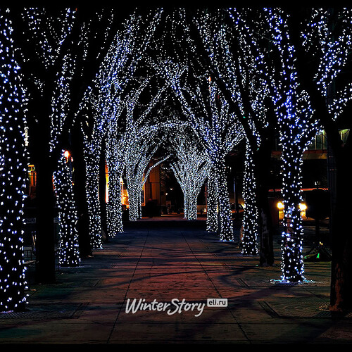 Гирлянды на дерево Клип Лайт - Спайдер 100 м, 900 холодных белых LED, черный СИЛИКОН, IP54 BEAUTY LED