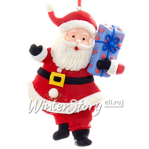 Елочная игрушка Санта с Подарком - Рождественская Компания 13 см, подвеска Kurts Adler