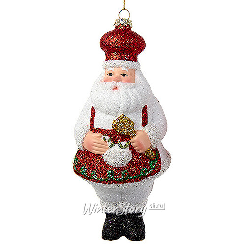 Елочная игрушка Санта - Веселый Повар в Белом сюртуке 18 см, подвеска Kurts Adler