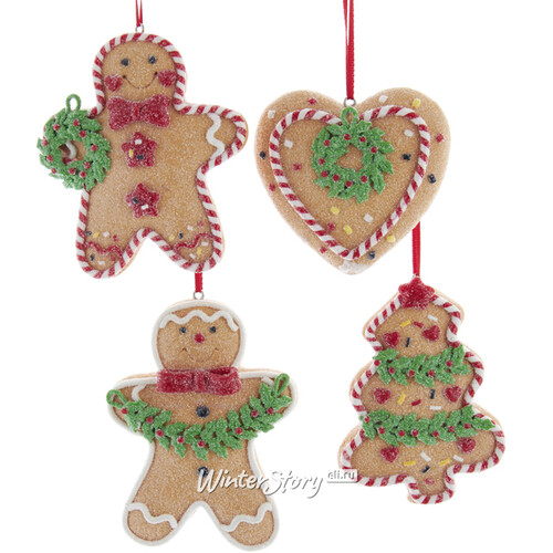 Набор елочных игрушек Рождество в Кейк Тауне 9 см, 4 шт, подвеска Kurts Adler