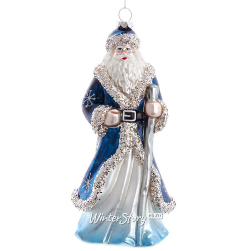 Стеклянная елочная игрушка Дед Мороз с Магическим Посохом 22 см, подвеска Kurts Adler