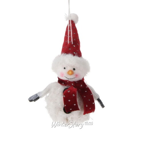 Елочная игрушка Снеговичок Ларри в красном 13 см, подвеска Koopman