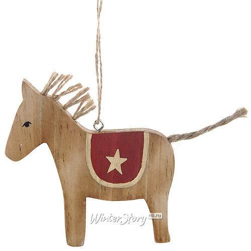 Деревянная елочная игрушка Лошадка Кантри 16 см, подвеска Koopman