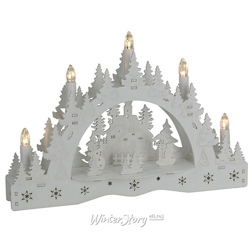 Светильник-горка Снеговичок со скворечником 35*24 см, 5 теплых белых LED ламп, батарейка Koopman
